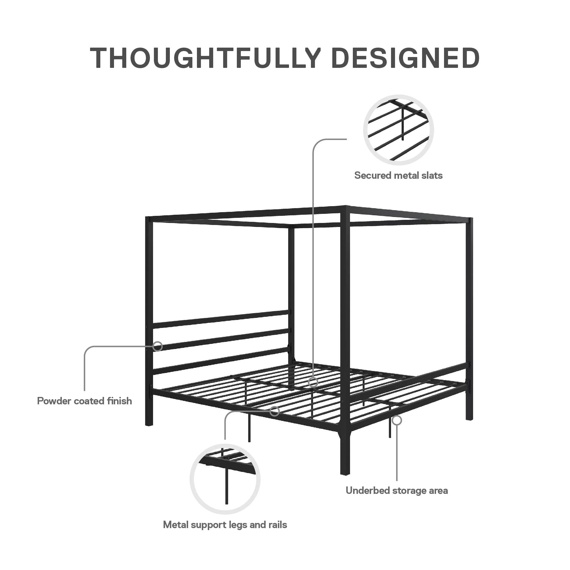 Black King Metal Platform Bed Frame J712770