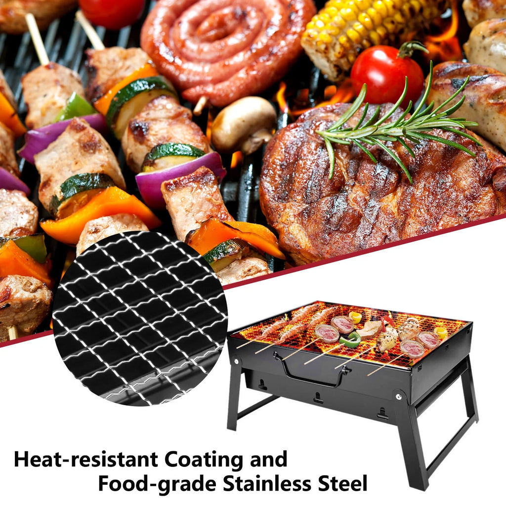 13.7" Foldable Stainless Steel Charcoal Grill I69334