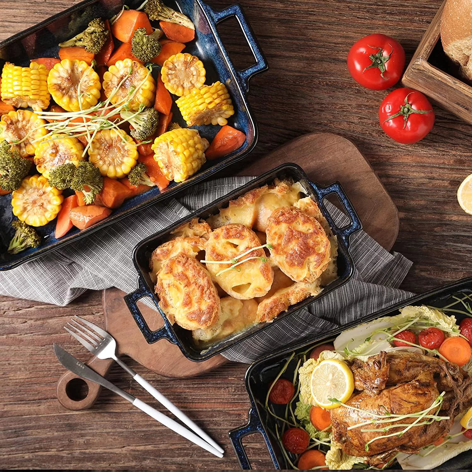 7-Piece Porcelain Blue Bakeware Set V419149