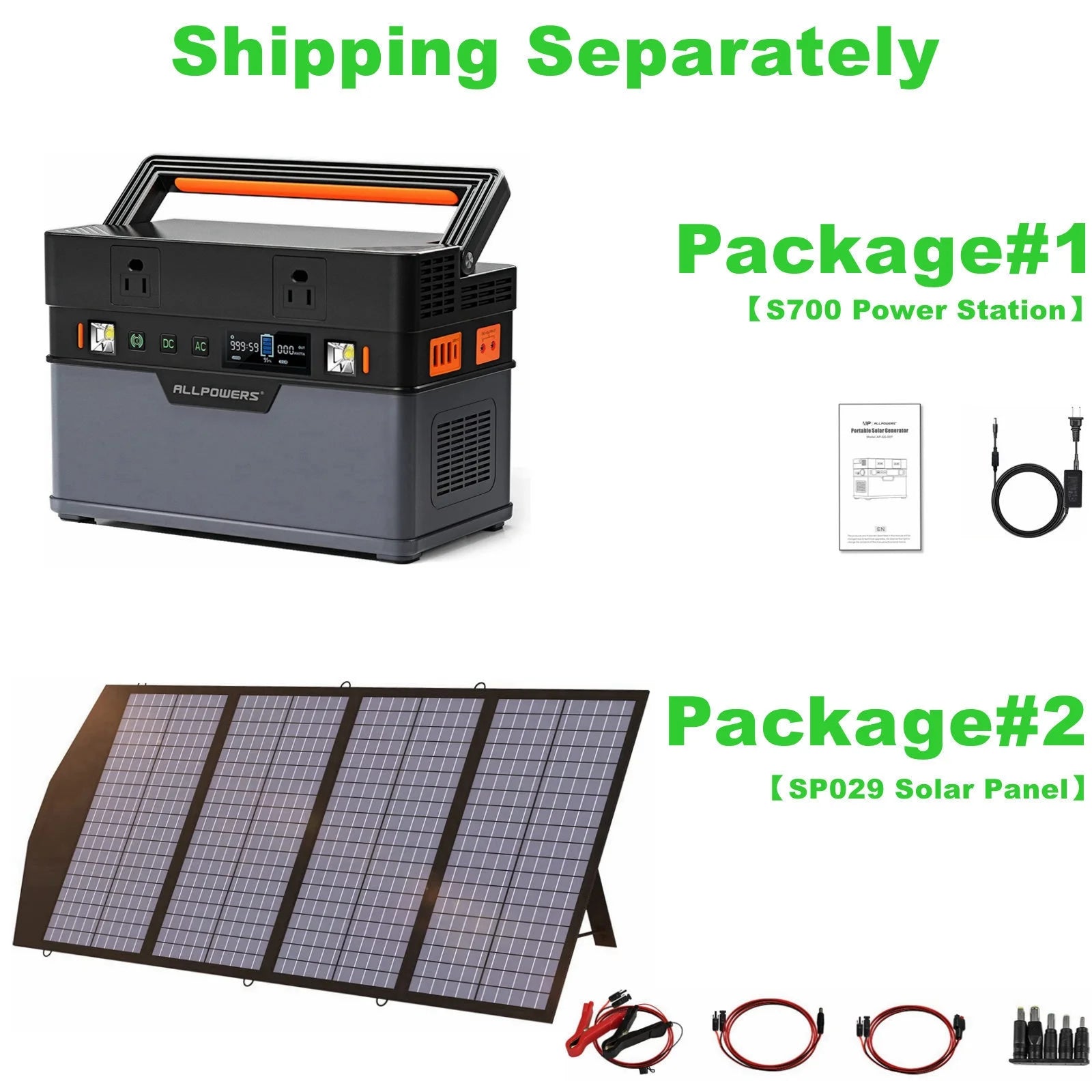 700W 606Wh Portable Power Station with 140W Foldable Solar Panel J174390