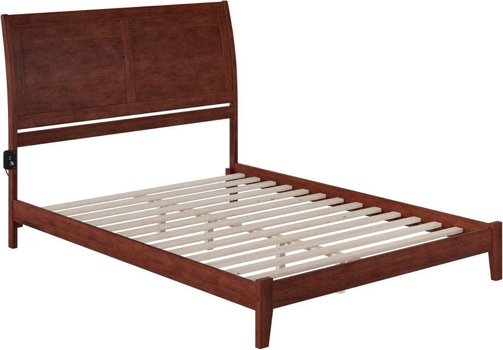 King Walnut Wood Platform Bed F6715
