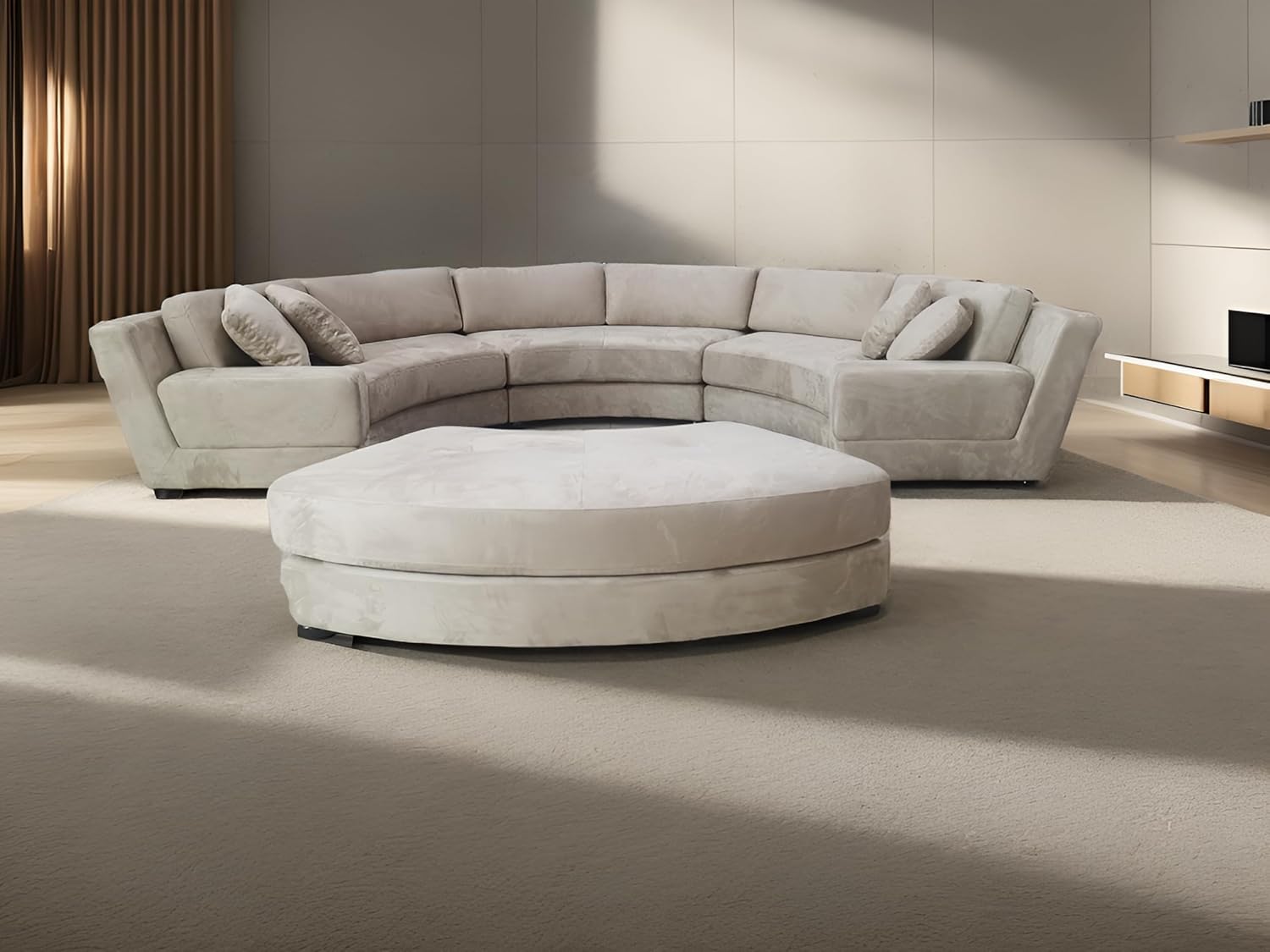 Beige Microfiber Fabric Sectional Sofa J580527