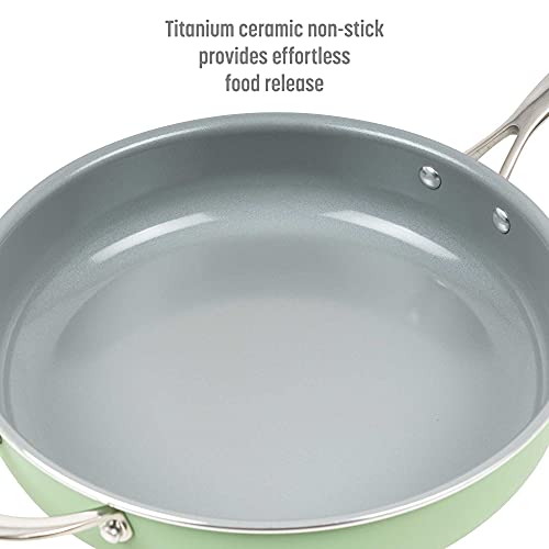Ceramic Nonstick Deep Saute Pan with Lid, 4-Quart, Green Z912248