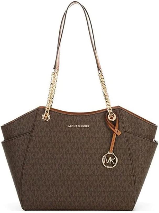 Brown Large Chain Shoulder Tote L6491