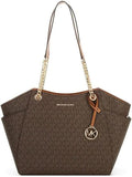 Brown Large Chain Shoulder Tote L6491