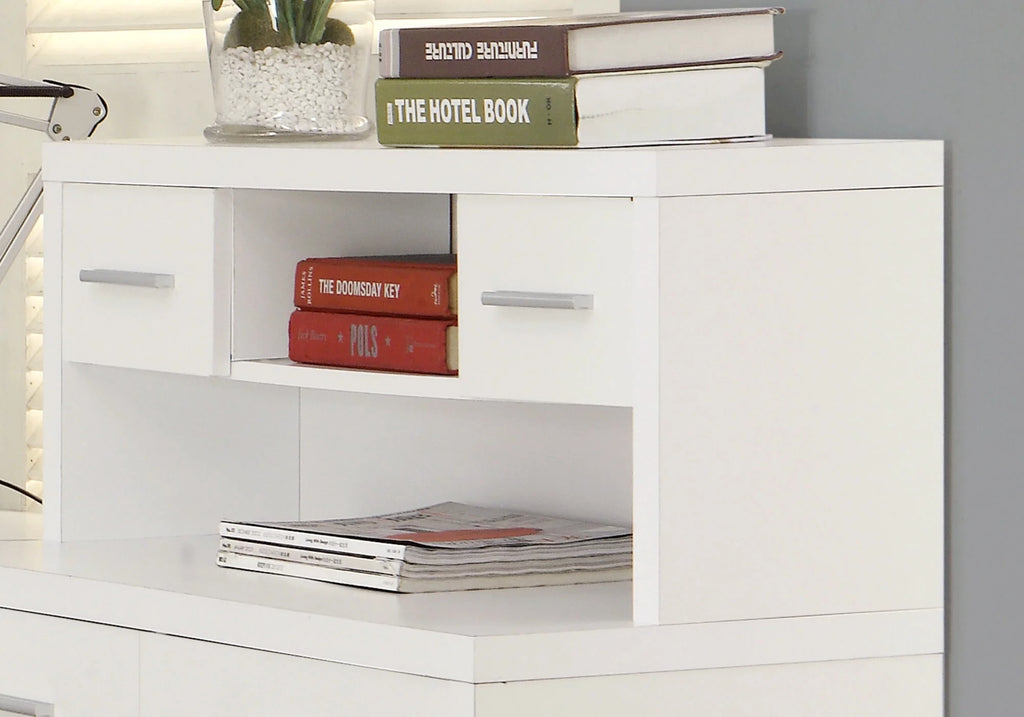 White L-Shaped 8 Drawer Computer Desk P408223