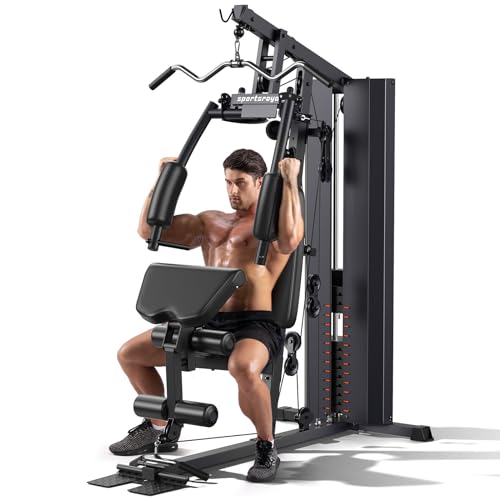 Multifunctional Home Gym Equipment with 154LBS Weight Stack T48979