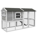 Light Gray Wooden Chicken Coop with Nesting Box and Removable Tray A989