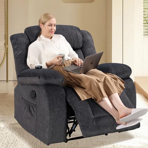 Oversized Khaki Recliner Chair with 360 Degree Swivel J8741