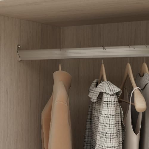 Large Wooden Wardrobe Cabinet with Frosted Glass Doors and 2 Drawer N47316