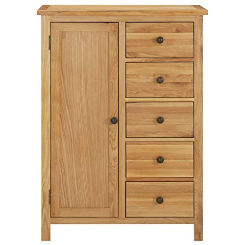 Solid Oak Wood Wardrobe with Hanging Rail and Drawers K81249