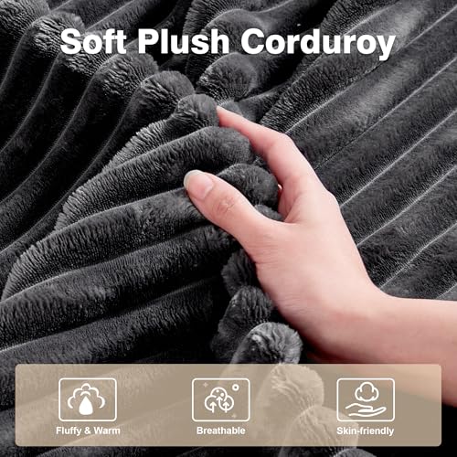 Grey Corduroy Rocking Chair with Ottoman Y784318