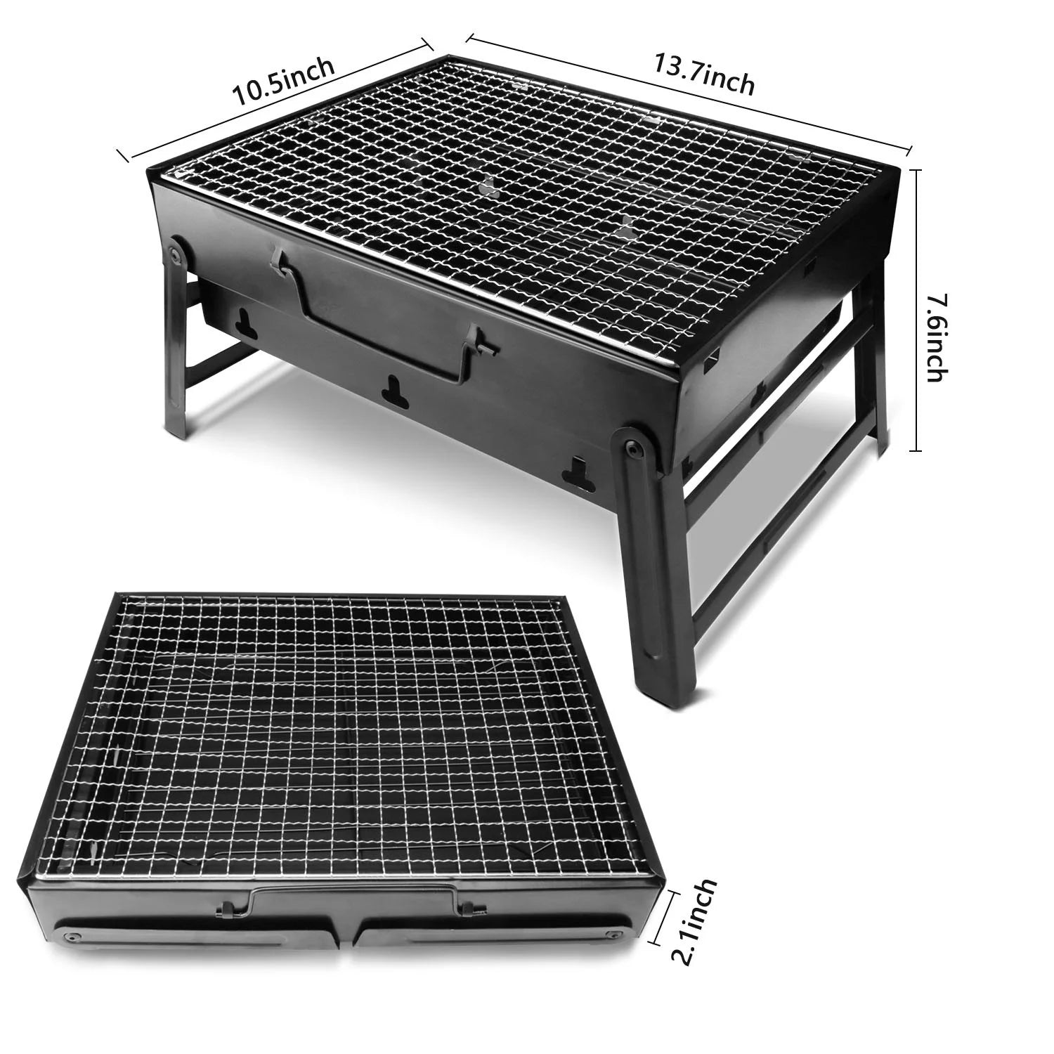 13.7" Foldable Stainless Steel Charcoal Grill I69334