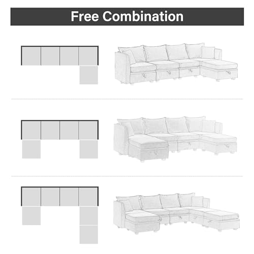 Fabric Modular Sectional Sofa, 5-7 Pieces, Convertible, Storage O40066