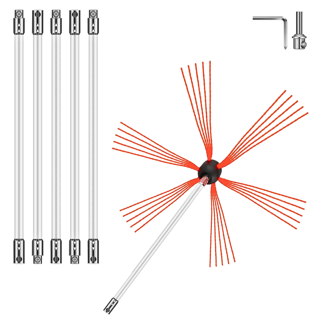 20ft 6 Rods Rotary Chimney Brush Kit T78055