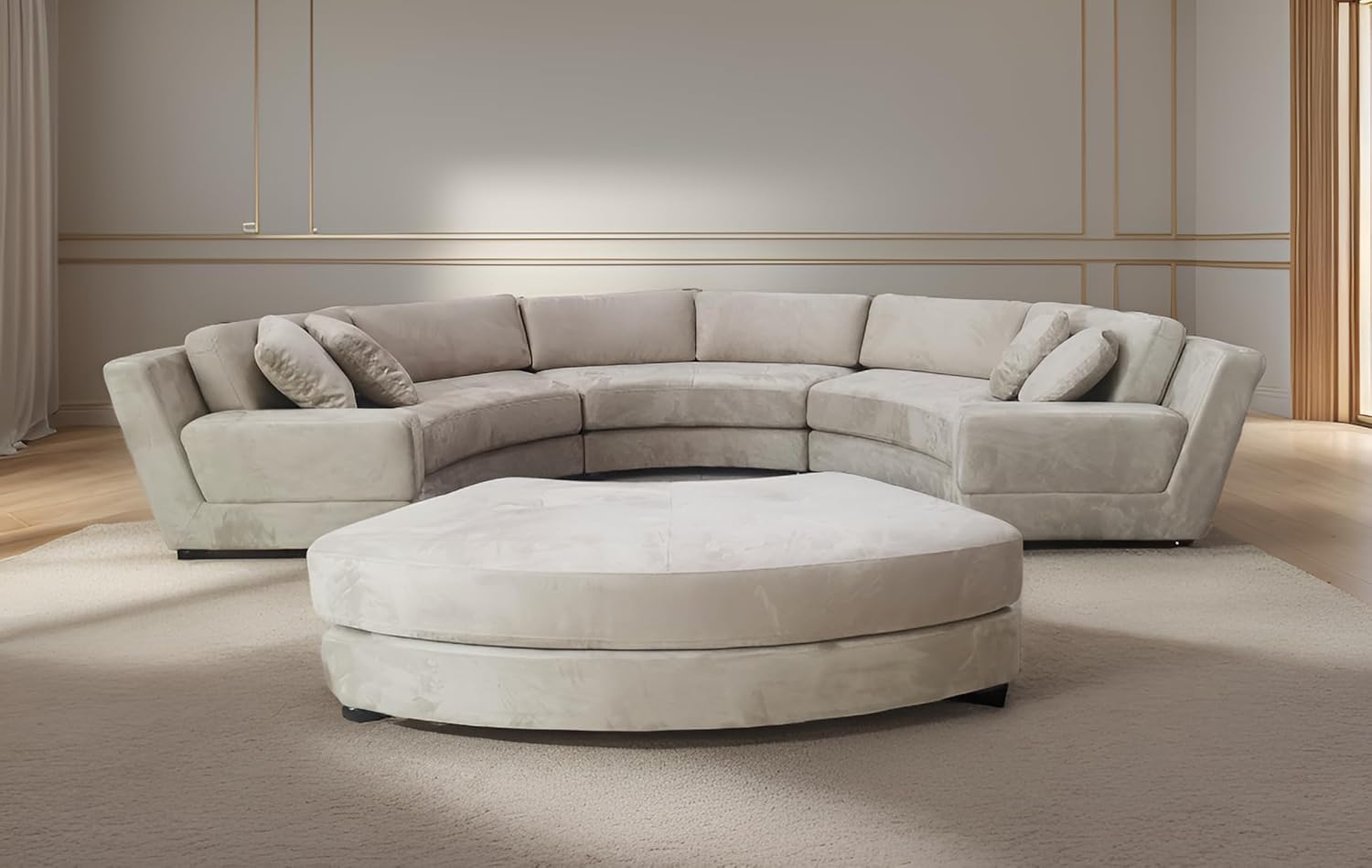 Beige Microfiber Fabric Sectional Sofa J580527