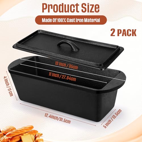 Cast Iron Bread Loaf Pan with Lid 13 x 5 x 4 Inches X3642