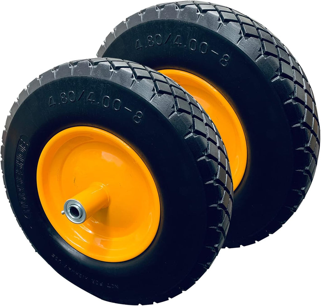 2Pk 4.80/4.00-8 Flat Free Solid Wheelbarrow Tire with Steel Rim A768807