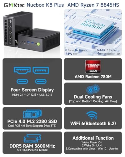 AMD Ryzen 7 5825U Mini PC, 16GB RAM, 512GB SSD K6071