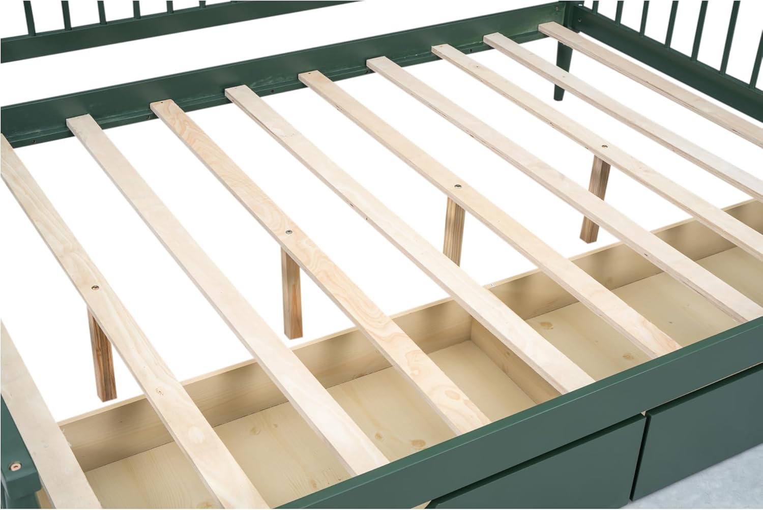 Green Full Size Daybed with Two Drawers Solid Wood Storage Bed Frame G2208