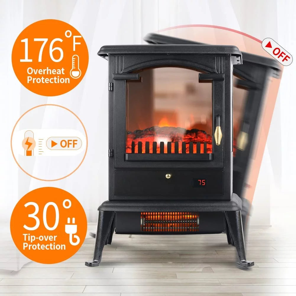22.4" Freestanding Portable Infrared Fireplace Heater Stove with Remote, 1000W/1500W T954309