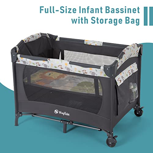 Light Gray Twin Bassinet & Playard with 2 Removable Portable Bassinets Y889754
