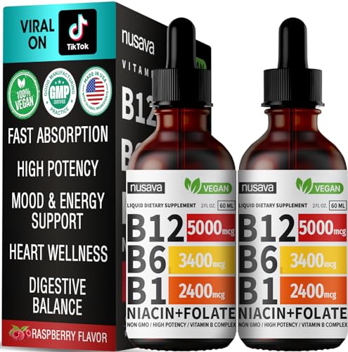 (2 Pack) Vitamin B12 Liquid Drops, 5000 mcg with Vitamin B6, 80 Servings N611550