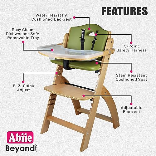 Mahogany Wood Olive Cushion Convertible High Chair D913100