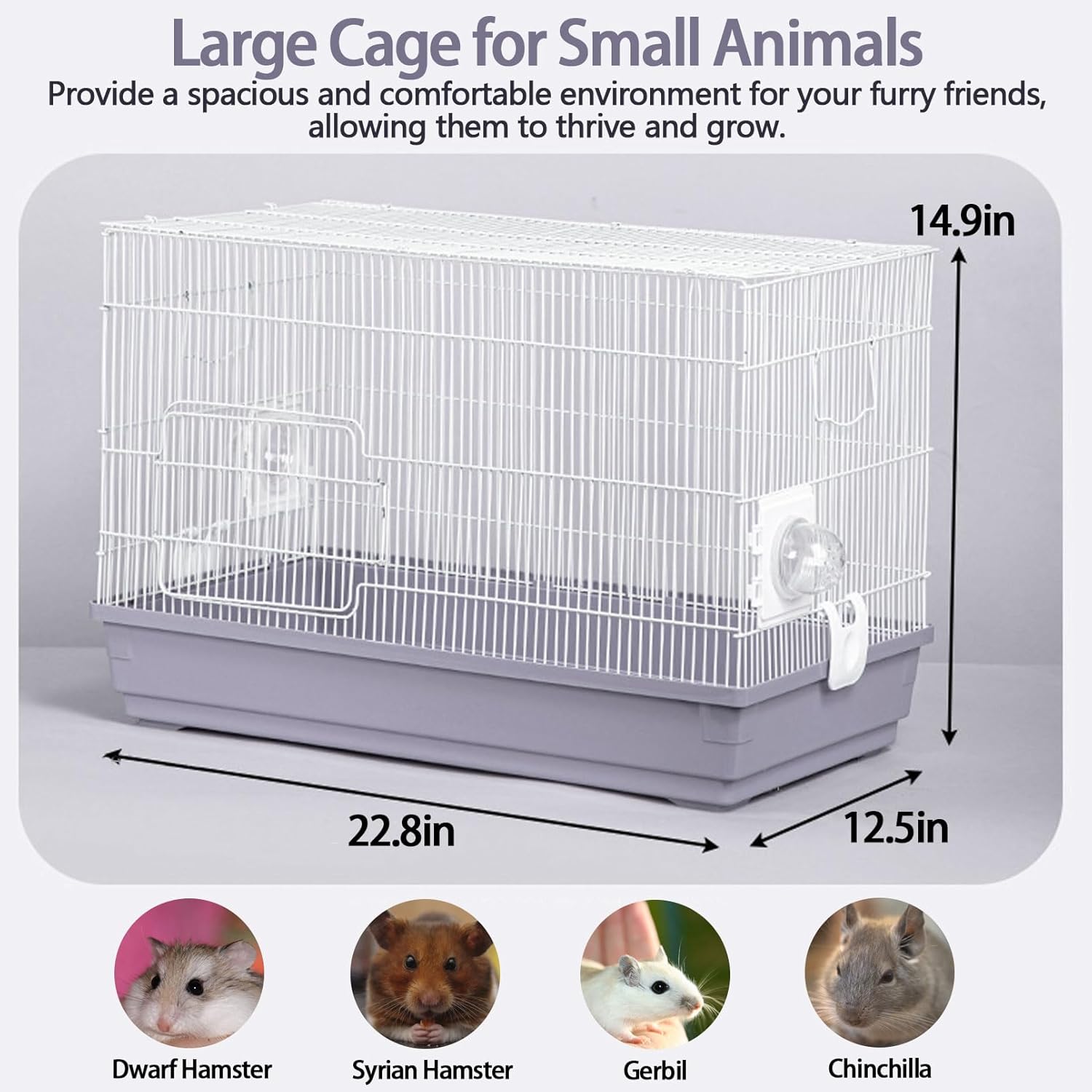 Large 3-Levels Grey Hamster Cage with Accessories V934262