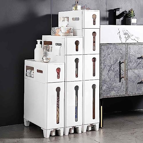 Freestanding Utility Storage Cabinet with Narrow Plastic Drawers A21243