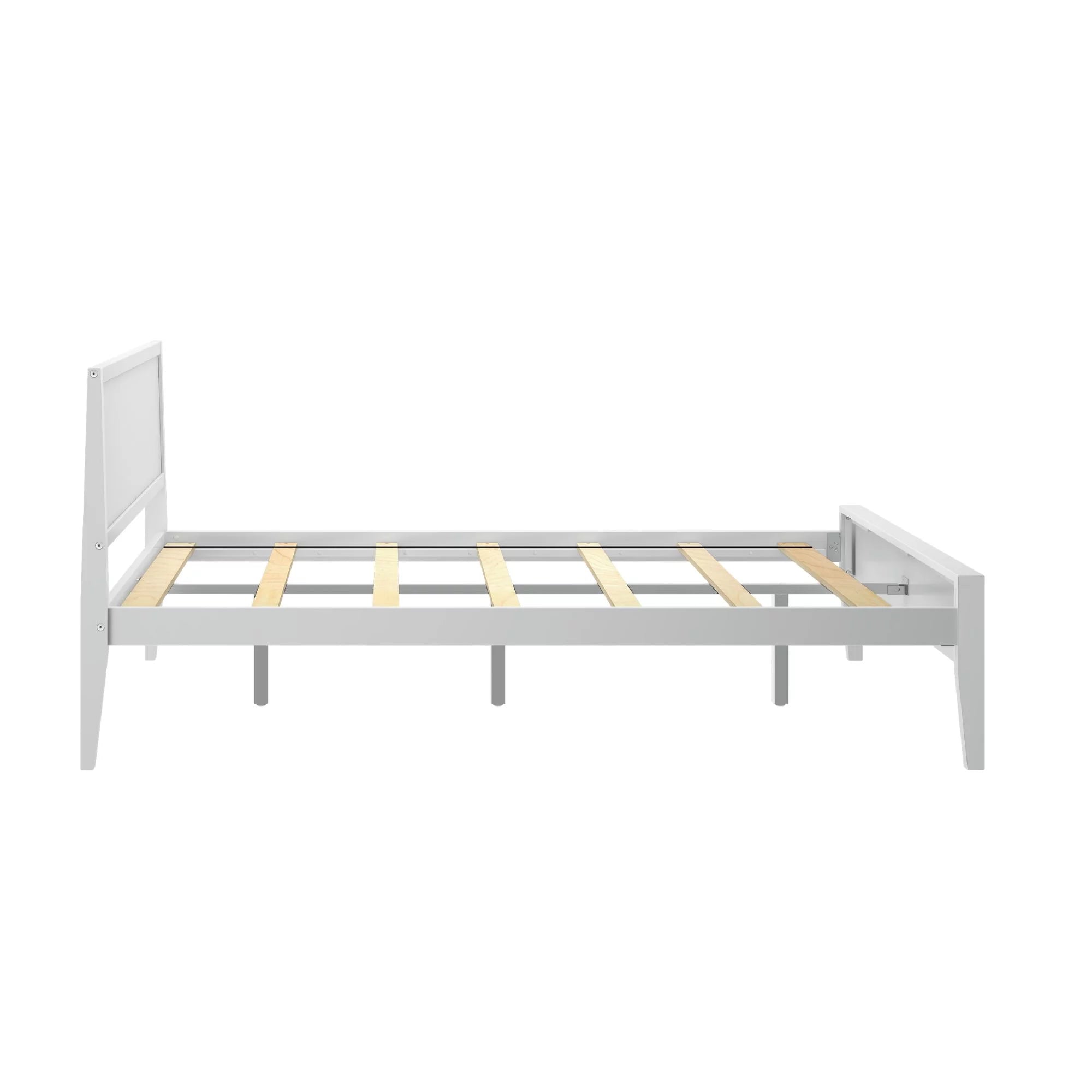 White Solid Wood Queen Bed Frame with Headboard F12434