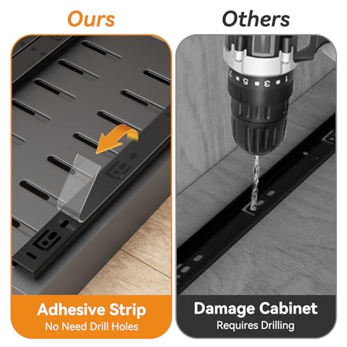 16.6" Deep Extendable Cabinet Slide Out Shelves with 3 Rails, 1 Pack B71509