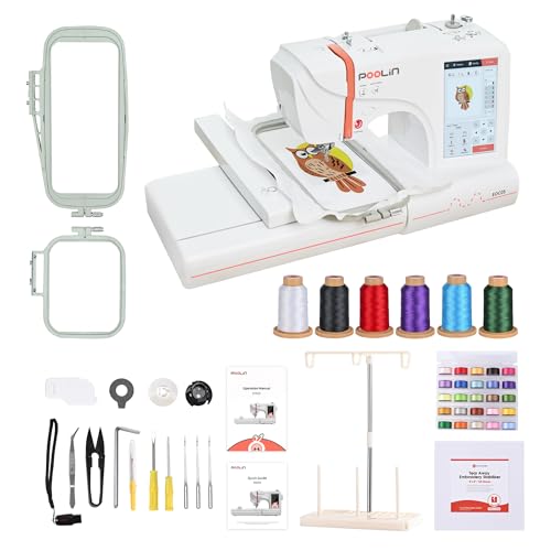 4 x 9.25 Inch Large Hoop Computerized Embroidery Machine with 7 Inch LCD Color Touchscreen R136