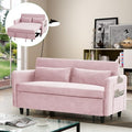Pink Velvet Sleeper Sofa Couch Bed with Two Pillows I1282