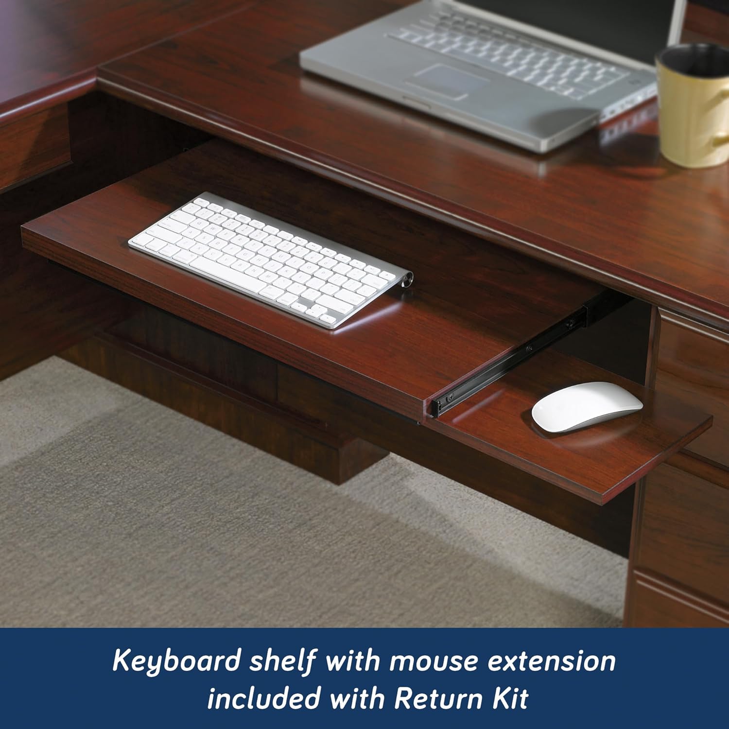 L-Shaped Desk with Office Hutch, Classic Cherry R42663