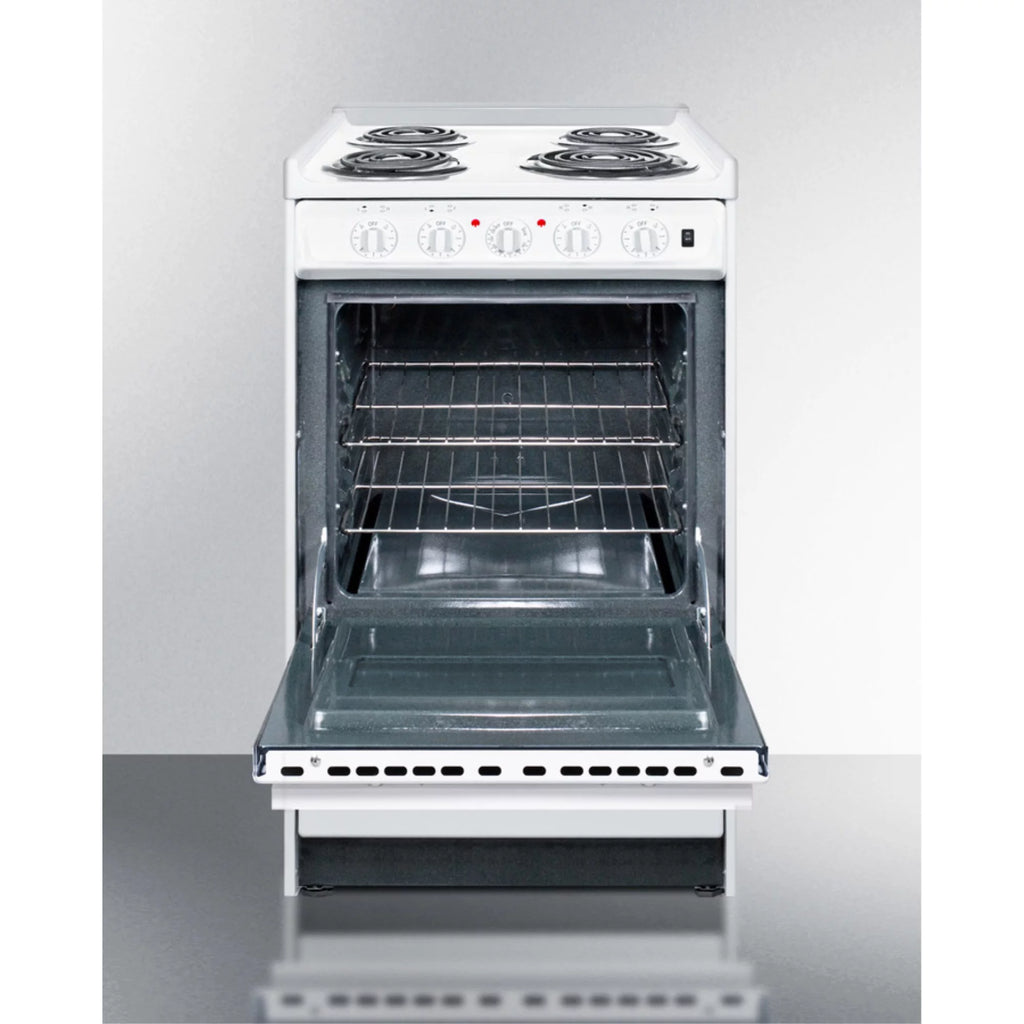 20 in. Wide Slide-in Style Coil Top Electric Range In White with Storage Compartment G190688