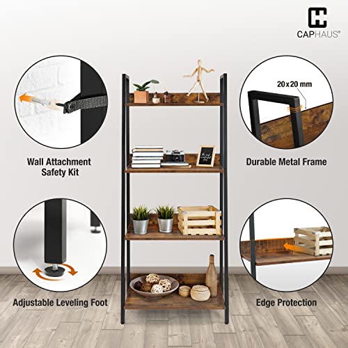 Dark Grey 4-Tier Ladder Shelf W7629