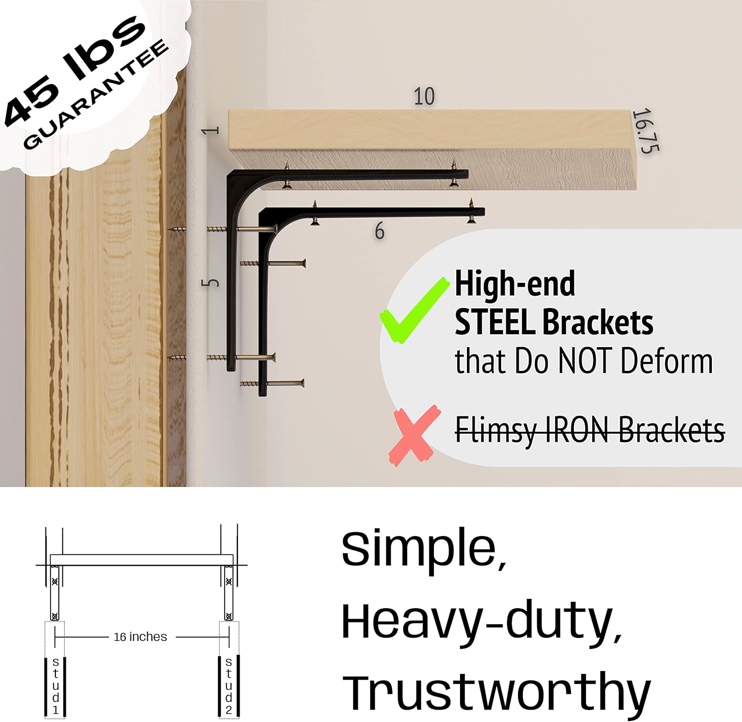 Cat Shelf Wall Furniture, 45-lb-tested-capacity, 16.75 x 10 x 1 in Wood Cat Tree, 1 pc. X406996