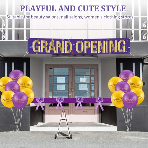 Red Grand Opening Ribbon Cutting Ceremony Kit with 10'' Scissors 40 Pcs Balloons Satin Ribbon Bows J59622