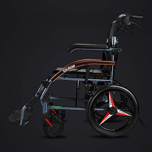 18" Seat 26lbs Magnesium Alloy Self-Propelled Transport Wheelchair X928944