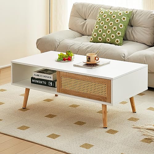 41.3 Inch Rectangle Wooden Coffee Table with Storage K838659