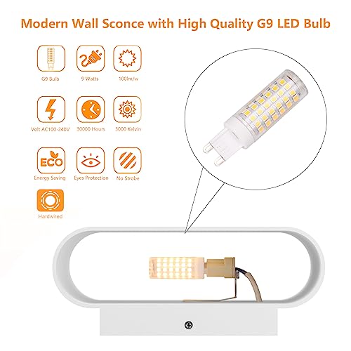 Black LED Wall Sconces 1 Pack Hardwired Up and Down Wall Mount Light Warm White 3000K with G9 Bulbs R66018