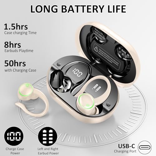 Pink Wireless Bluetooth 5.4 Over-Ear Earbuds with ENC Noise Cancelling Mic H69876