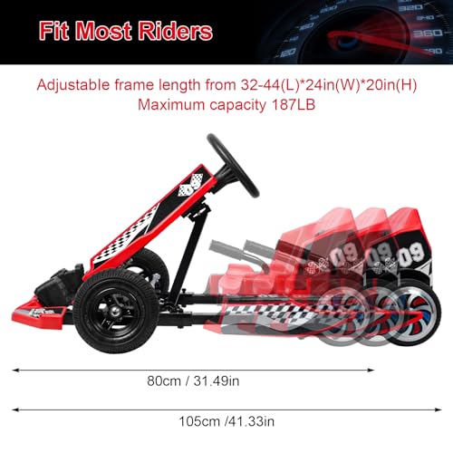 36V Electric Go Kart with 350W Motor, 16 MPH, Red I455