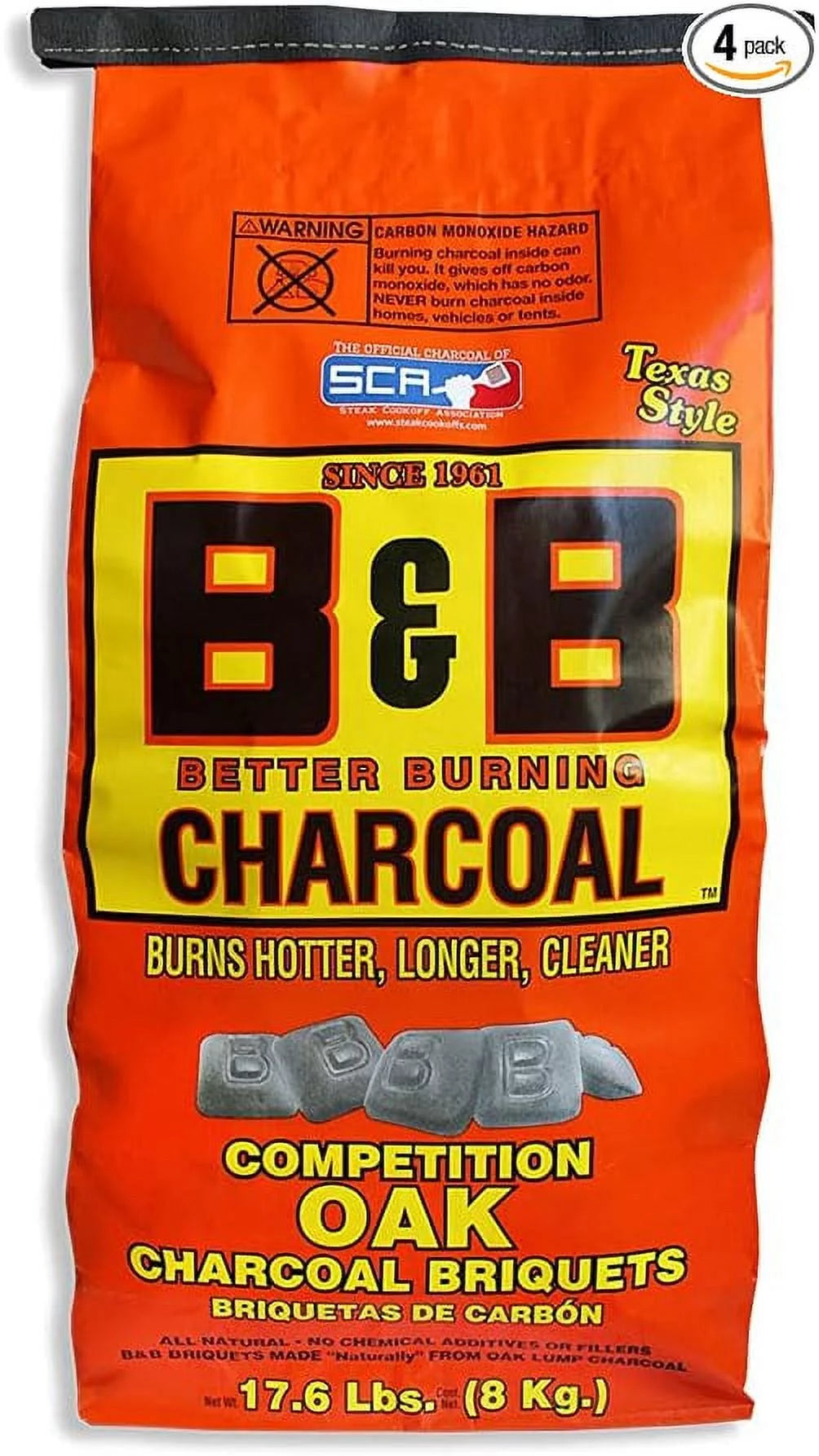 Charcoal Slow Burning Oak Charcoal Briquettes, 17.6 Pounds - SET OF 4 L24967