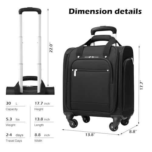 Underseat Carry On Luggage Softside Lightweight Spinner Suitcase O572