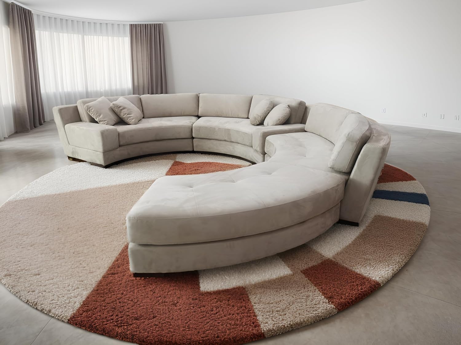 Beige Microfiber Fabric Sectional Sofa J580527