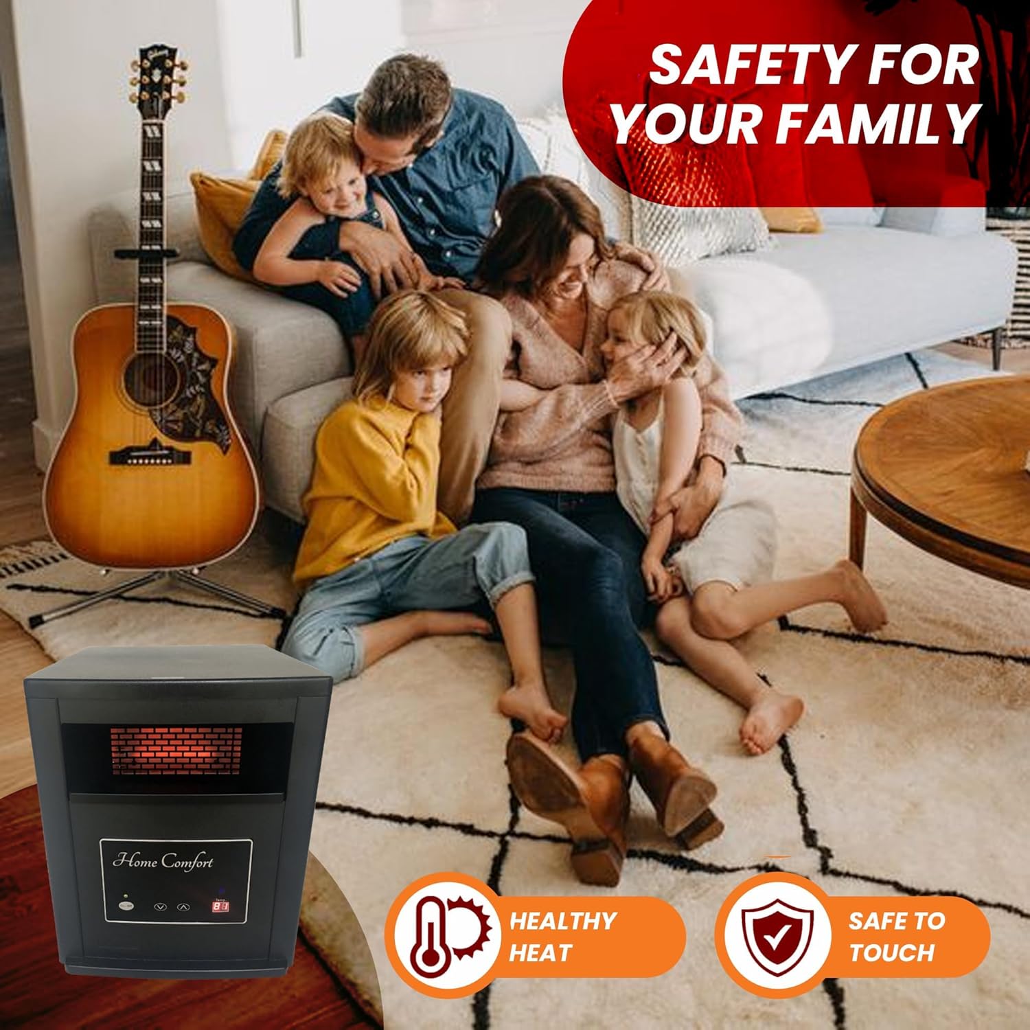 Black 1500W Infrared Heater with Thermostat and Remote Control Y35796