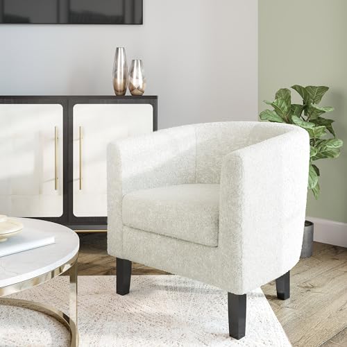Linen Round Accent Barrel Chair with Flared Legs M258312