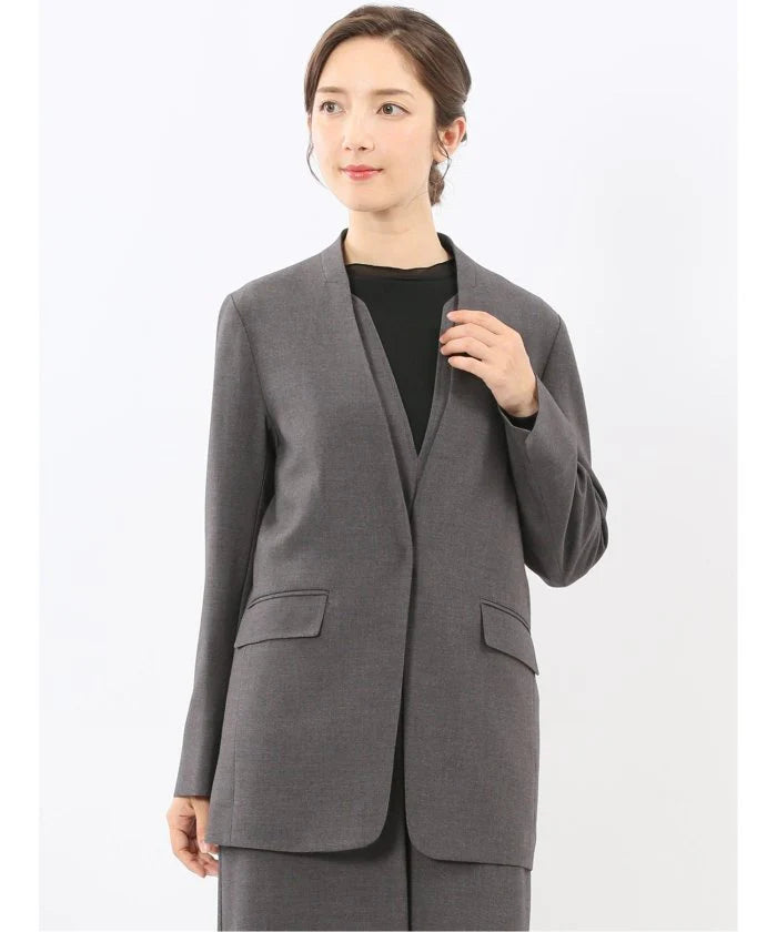 Stretch Washable Woolish No Collar Jacket F496